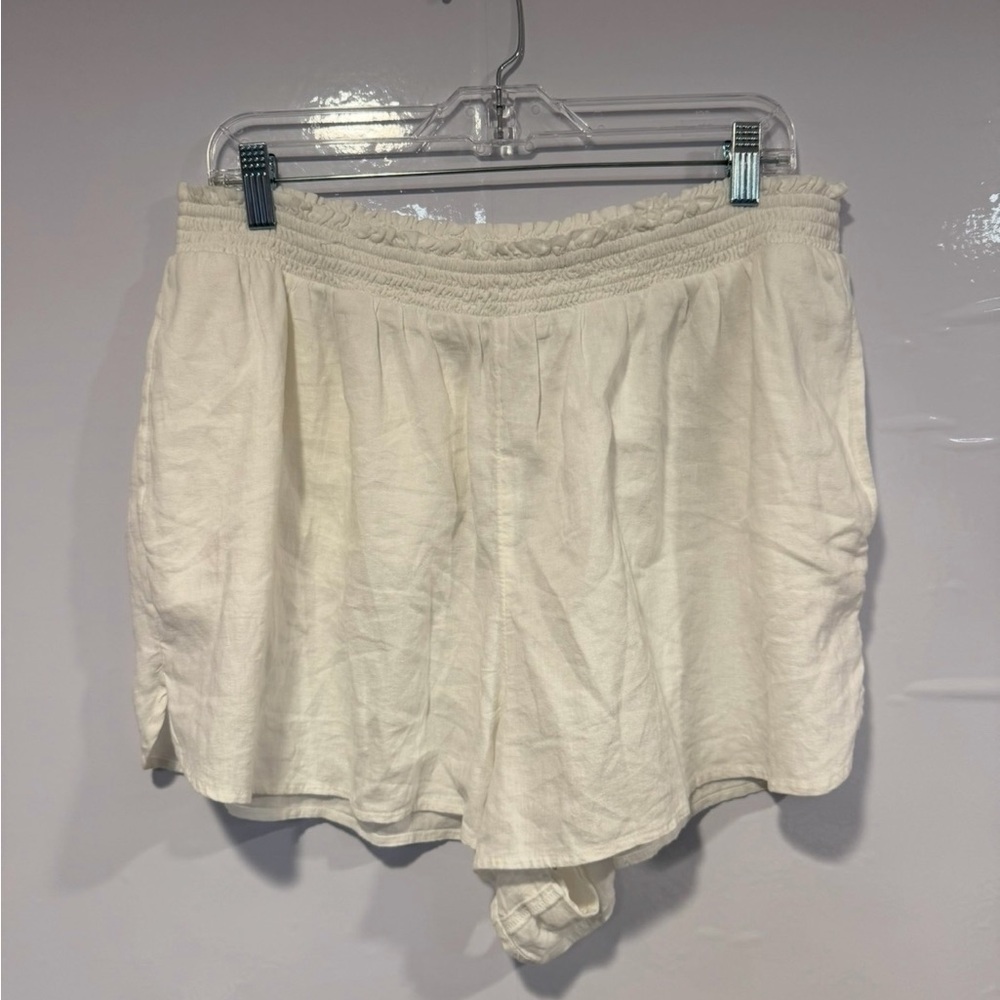 Aerie white Cream pool to party Elastic-Waist linen Summer Shorts